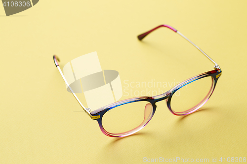 Image of Blue and pink frame of glasses