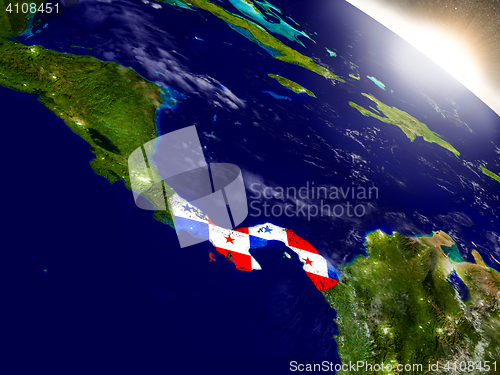 Image of Panama with flag in rising sun