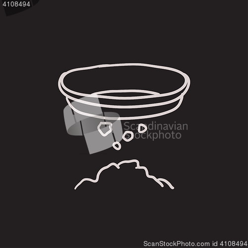 Image of Bowl for sifting gold sketch icon.