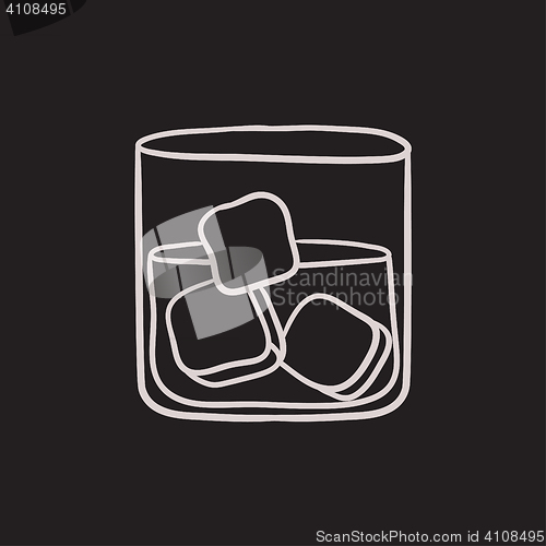 Image of Glass of water with ice sketch icon.