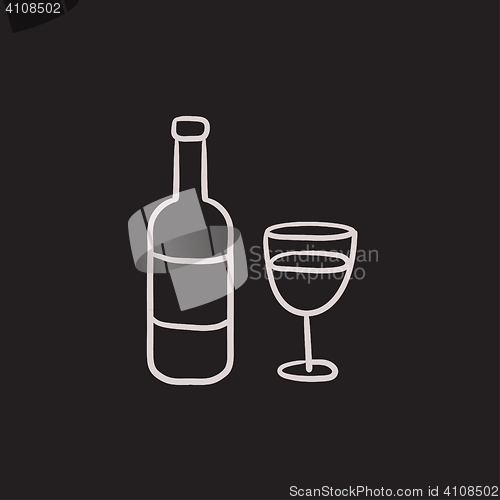 Image of Bottle of wine sketch icon.