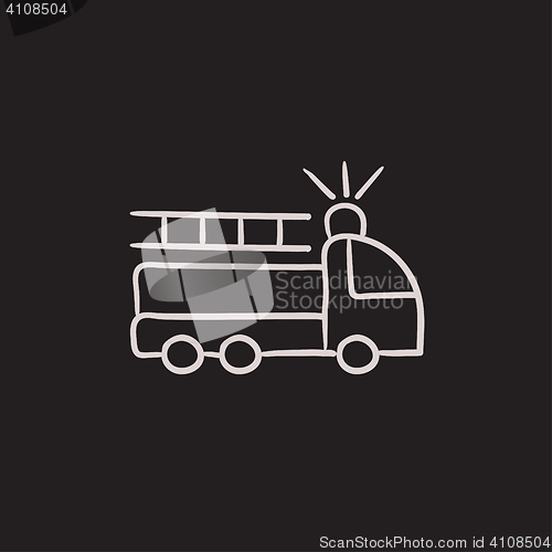 Image of Fire truck sketch icon.