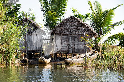 Image of Madagascar traditional rural landscape with hut