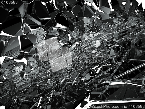 Image of Pieces of  cracked or Shattered glass on white