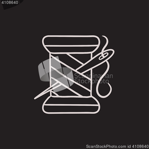 Image of Spool of thread and needle sketch icon.