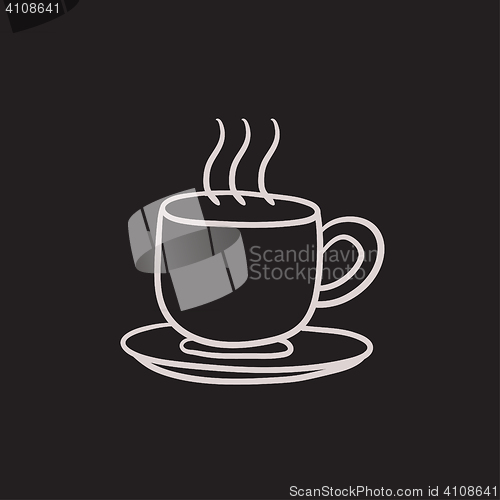 Image of Cup of hot drink sketch icon.