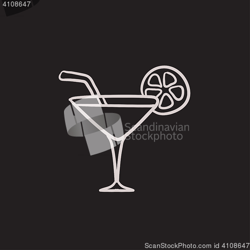 Image of Cocktail glass sketch icon.