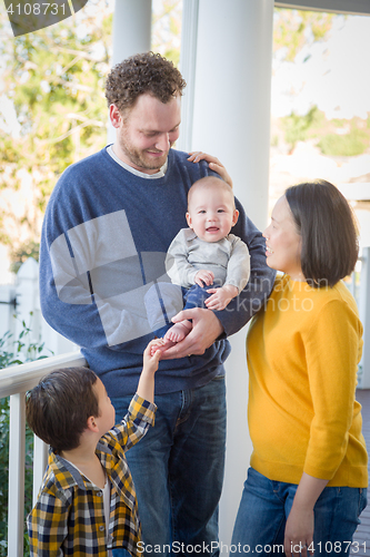 Image of Young Mixed Race Chinese and Caucasian Family Portrait