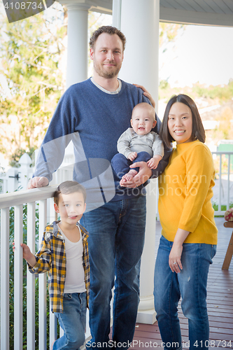 Image of Young Mixed Race Chinese and Caucasian Family Portrait