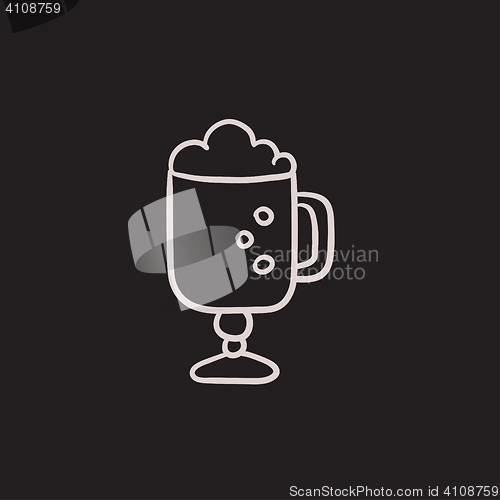 Image of Glass mug with foam sketch icon.