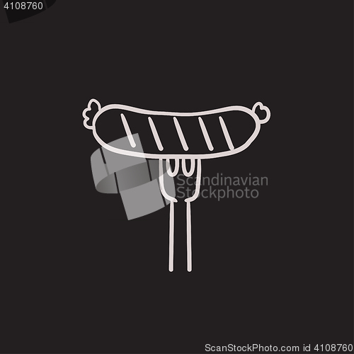 Image of Sausage on fork sketch icon.