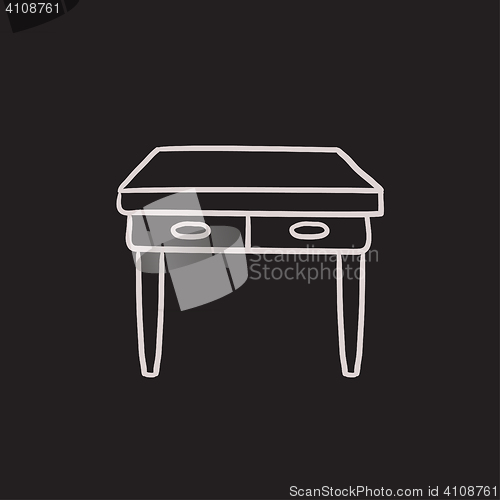 Image of Table with drawers sketch icon.