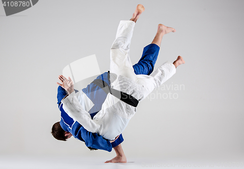 Image of The two judokas fighters fighting men