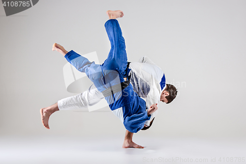 Image of The two judokas fighters fighting men