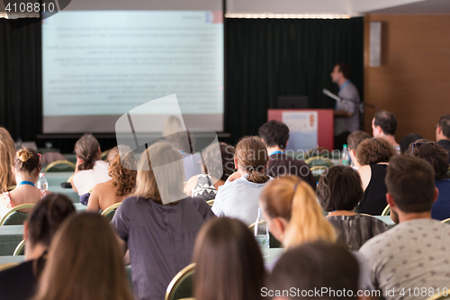 Image of Audience in lecture hall on scientific conference.