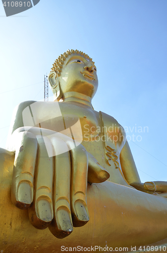 Image of Golden Buddha statue of Big Buddha over blue sky