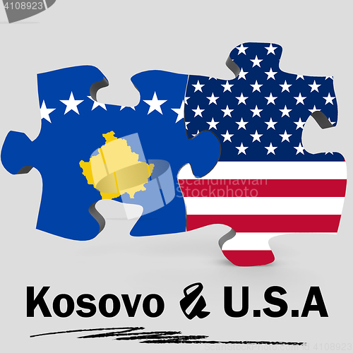 Image of USA and Kosovo flags in puzzle 