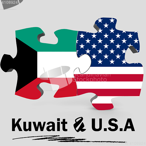 Image of USA and Kuwait flags in puzzle 