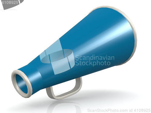 Image of Isolated blue megaphone on white