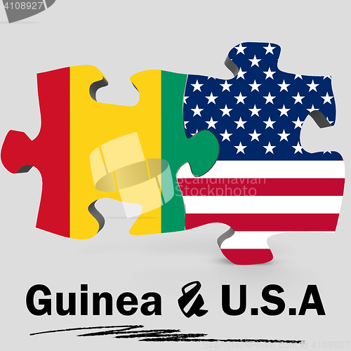 Image of USA and Guinea flags in puzzle 