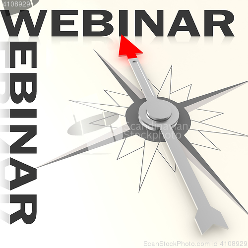 Image of Compass with webinar word isolated