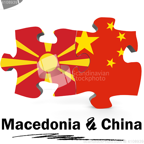Image of China and Macedonia flags in puzzle 