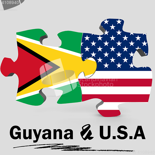 Image of USA and Guyana flags in puzzle 