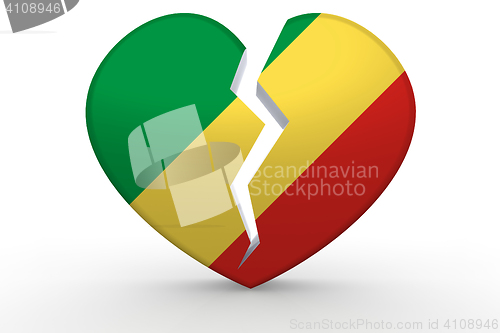 Image of Broken white heart shape with Republic of the Congo flag