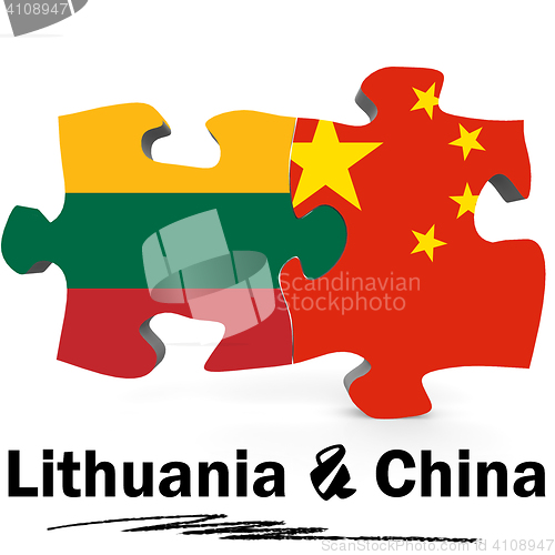 Image of China and Lithuania flags in puzzle 