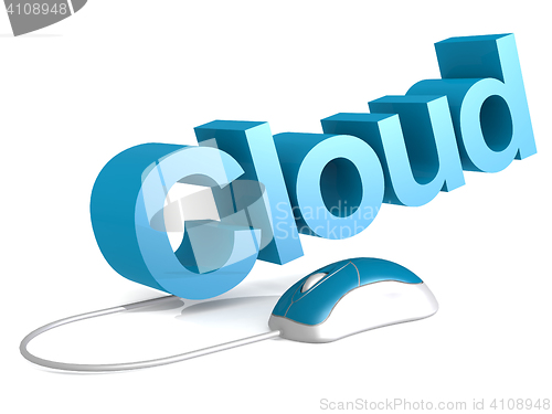 Image of Cloud word with blue mouse