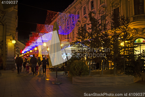 Image of Bogoviceva street in Zagreb advent evening capital of Croatia