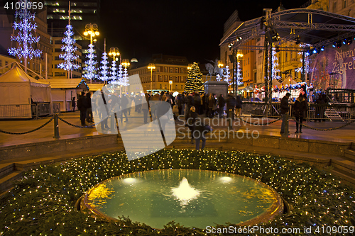 Image of Ban Jelacic square in Zagreb advent evening view 