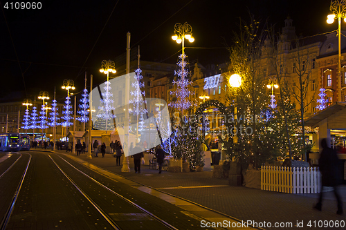 Image of Ban Jelacic square in Zagreb advent evening view 