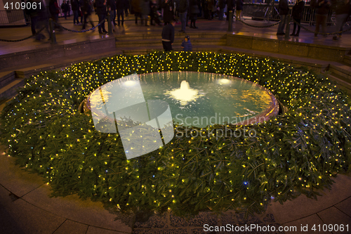 Image of Mandusevac fountain on Ban Jelacic square in Zagreb advent eveni