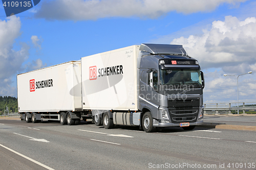 Image of Steel Grey Volvo FH Cargo Truck on Urban Bridge