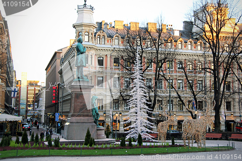 Image of Christmas Decorations on Esplanadi Park in Helsinki, Finland