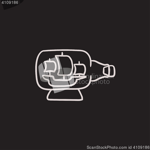 Image of Ship inside bottle sketch icon.