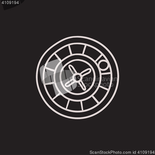 Image of Roulette wheel sketch icon.