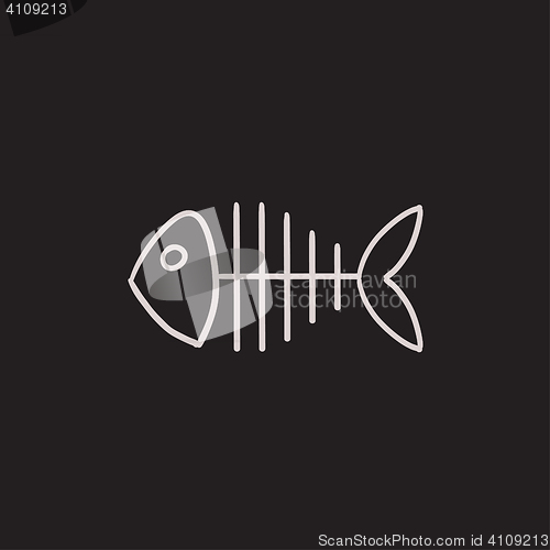 Image of Fish skeleton sketch icon.