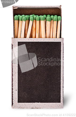 Image of Open box of matches vertically