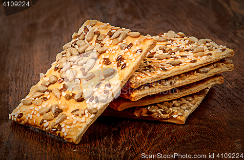 Image of Pile of cereal cookies with seeds