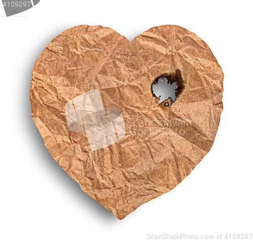 Image of Scorched crumpled paper heart