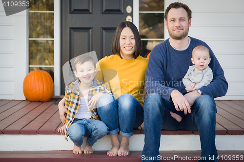 Image of Young Mixed Race Chinese and Caucasian Family Portrait