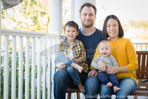 Image of Young Mixed Race Chinese and Caucasian Family Portrait