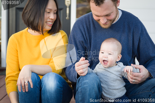 Image of Young Mixed Race Chinese and Caucasian Family Portrait