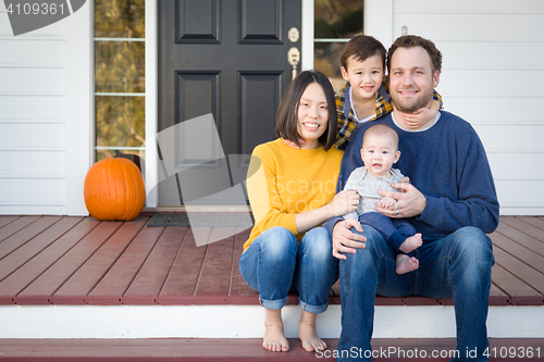 Image of Young Mixed Race Chinese and Caucasian Family Portrait