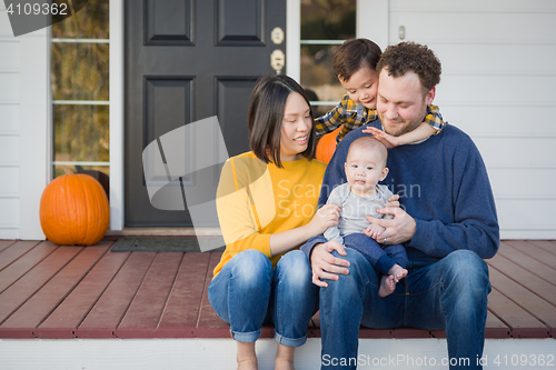 Image of Young Mixed Race Chinese and Caucasian Family Portrait