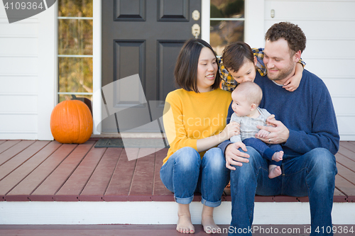 Image of Young Mixed Race Chinese and Caucasian Family Portrait
