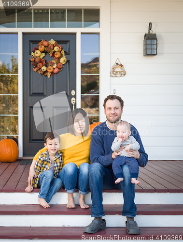 Image of Young Mixed Race Chinese and Caucasian Family Portrait