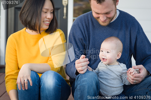 Image of Young Mixed Race Chinese and Caucasian Family Portrait